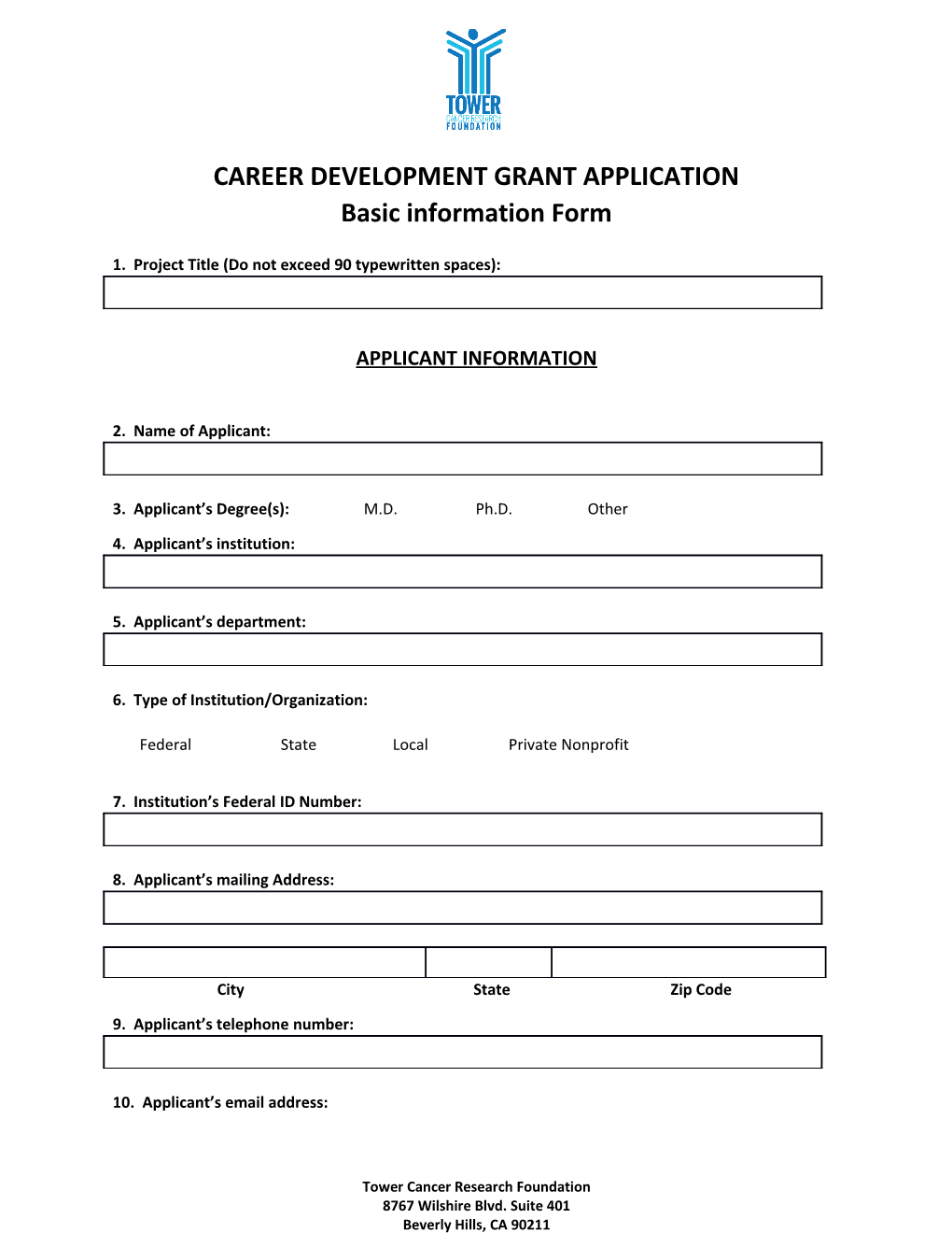 Career Development Grant Application