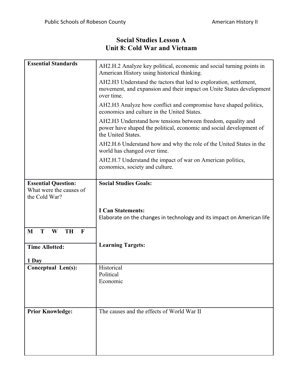 Unit 8: Cold War and Vietnam