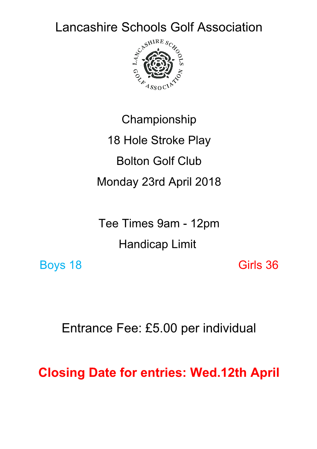 Lancashire Schools Golf Association