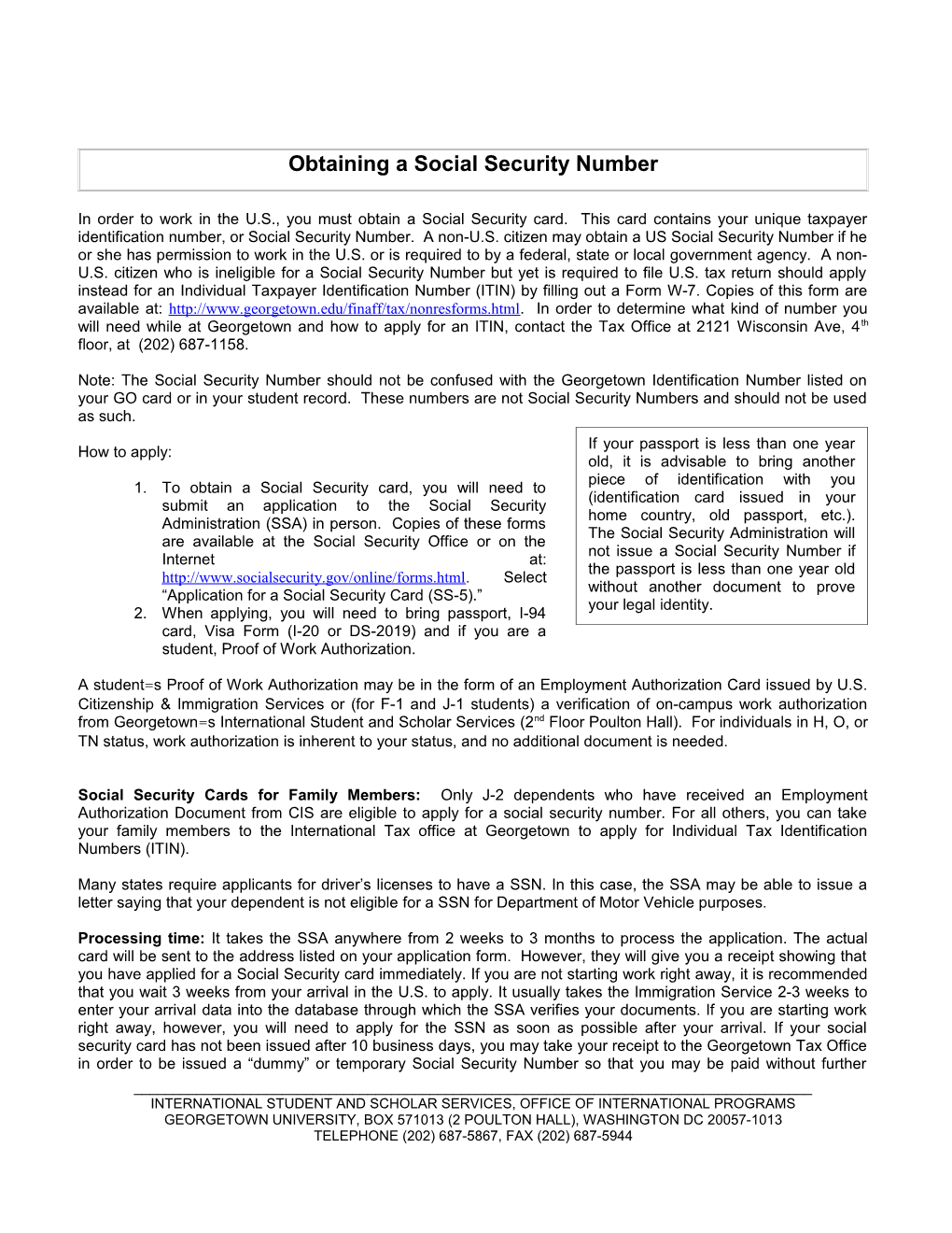 Obtaining a Social Security Number