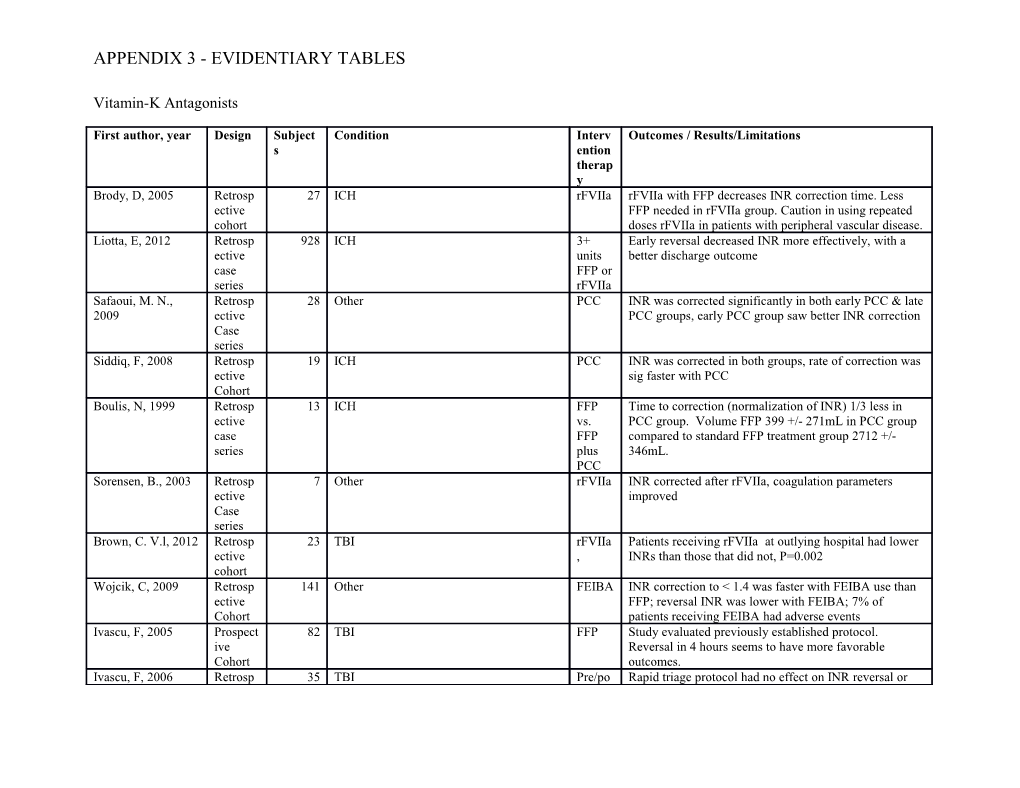 Appendix 3 - Evidentiary Tables