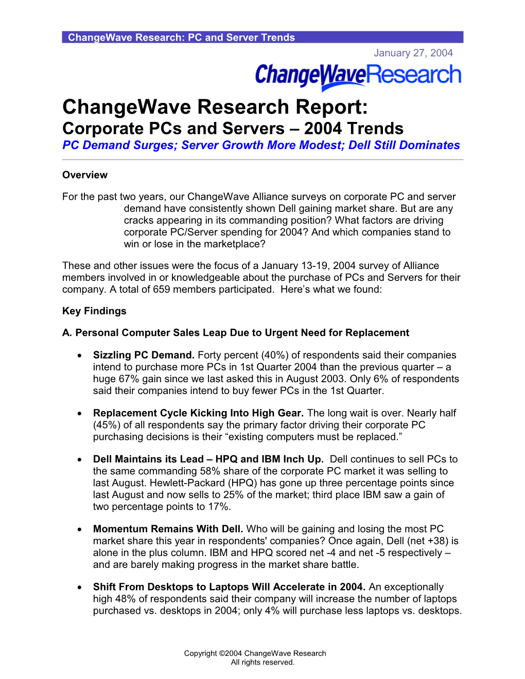 Changewave Research: PC and Server Trends