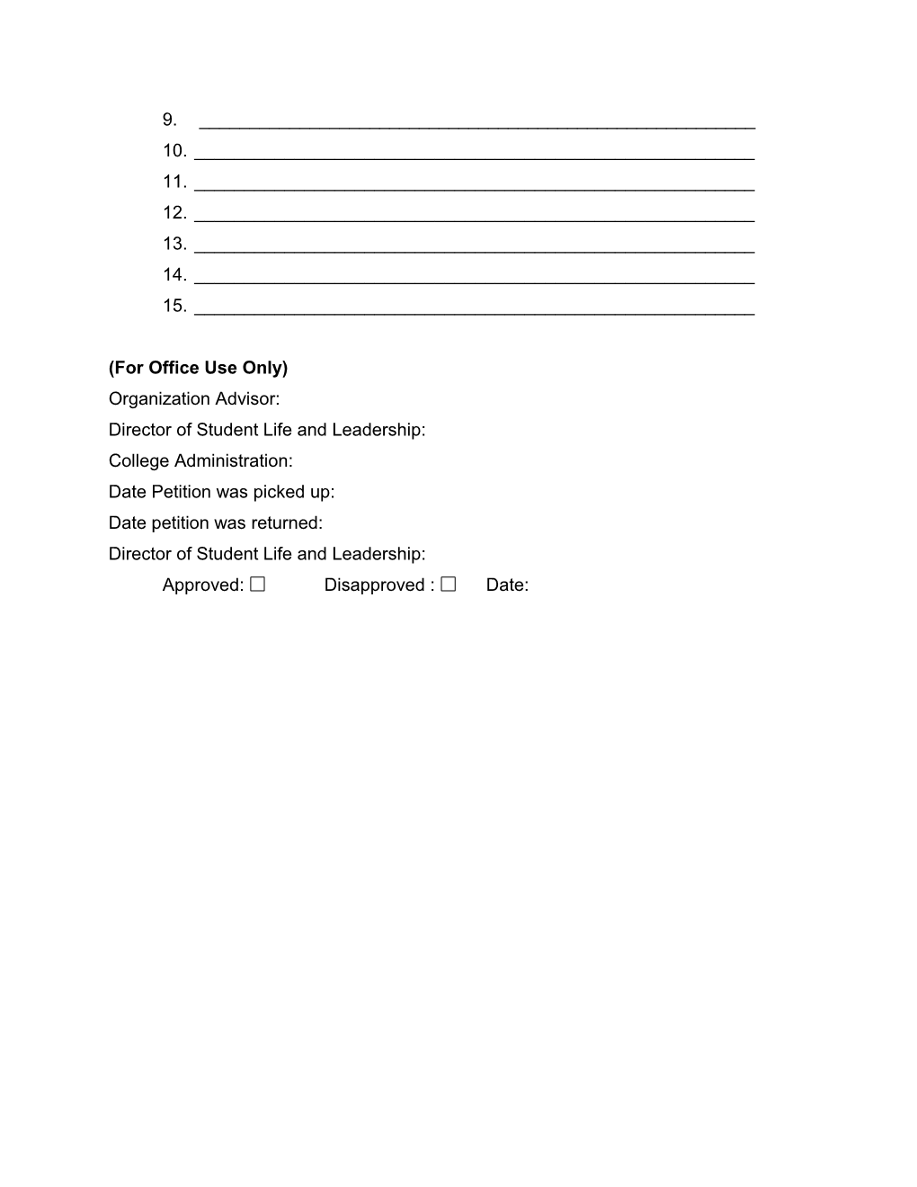 New Student Organization Formation Packet
