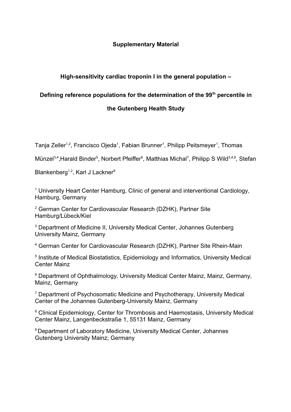 High-Sensitivity Cardiac Troponin I in the General Population