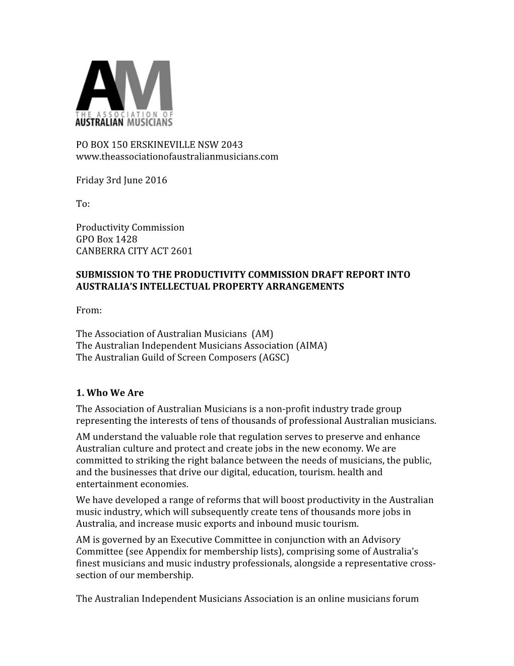 Submission DR512 - Association of Australian Musicians , Australian Independent Musicians
