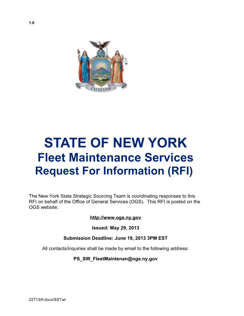 GROUP 72002-22713 Fleet Maintenance Services RFIPAGE 1