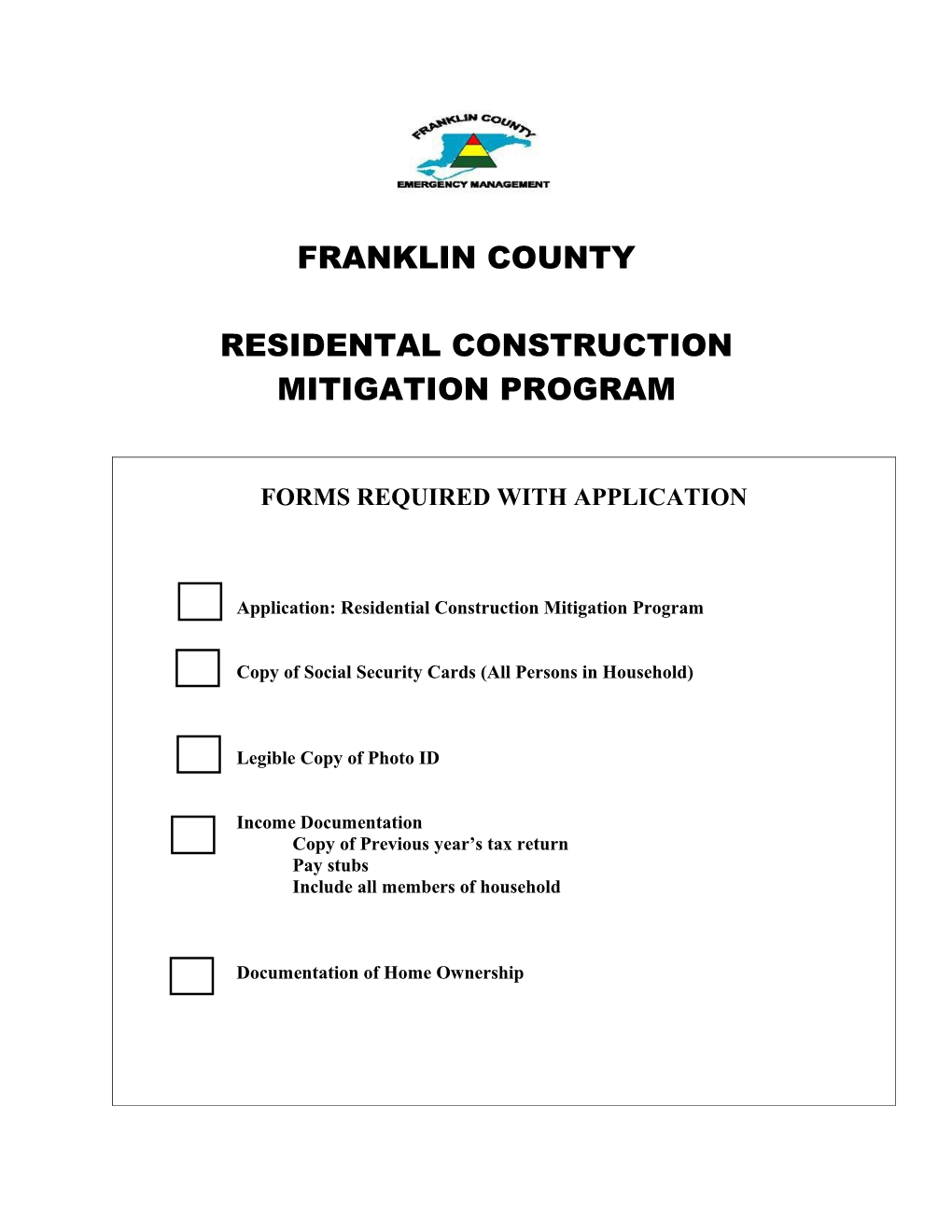 Franklin County Residential Construction Mitigation Program (Rcmp)