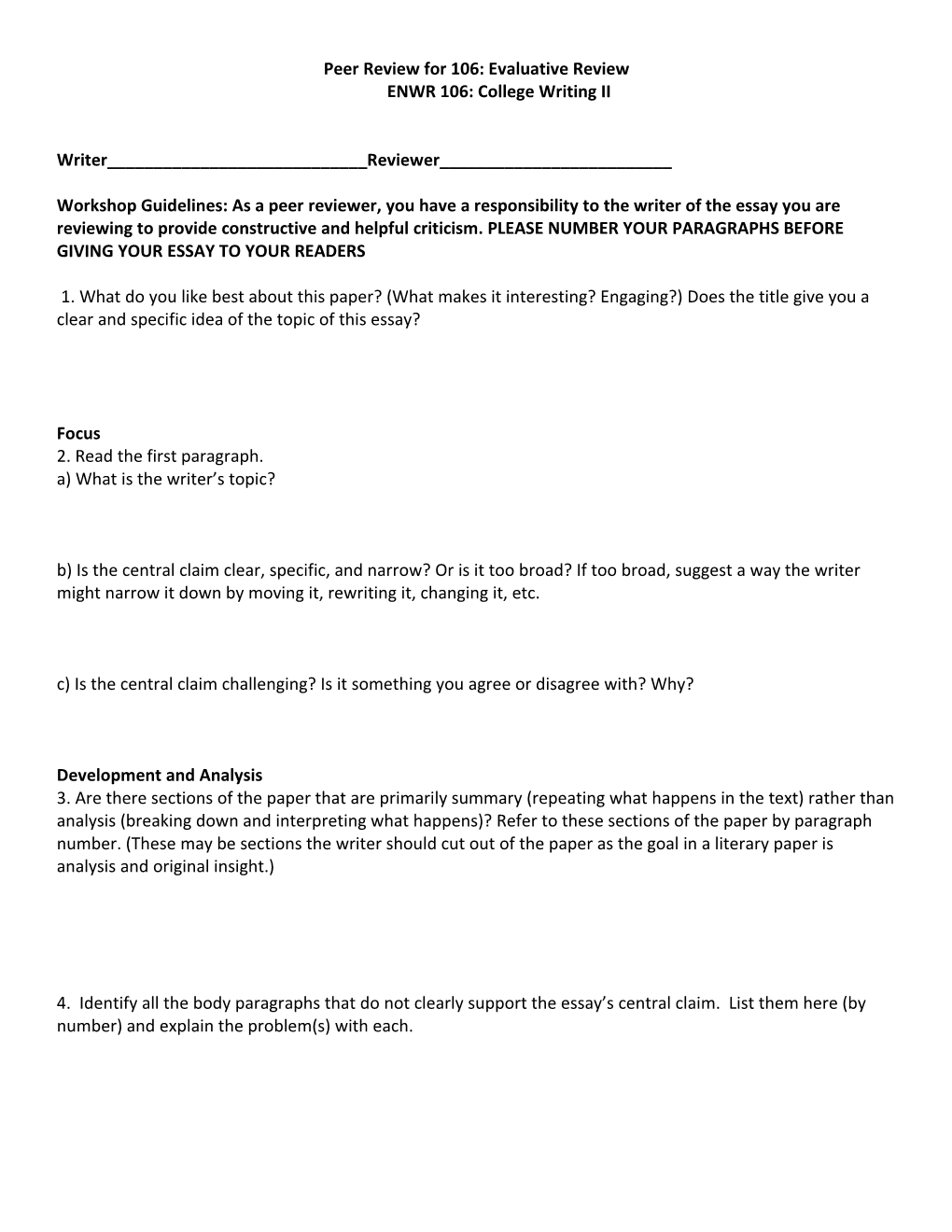 Peer Review for 106: Evaluative Review