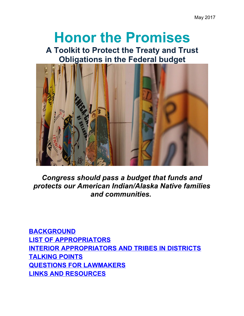 A Toolkittoprotect the Treaty and Trust Obligations in the Federal Budget
