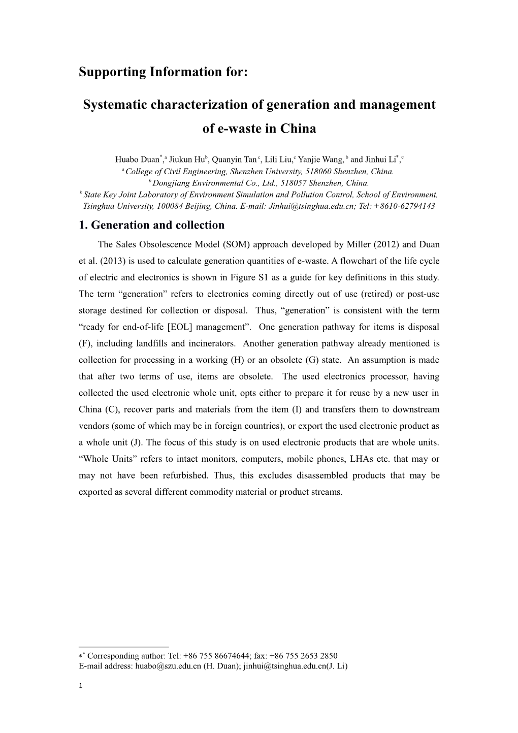 Systematic Characterization of Generation and Management of E-Waste in China