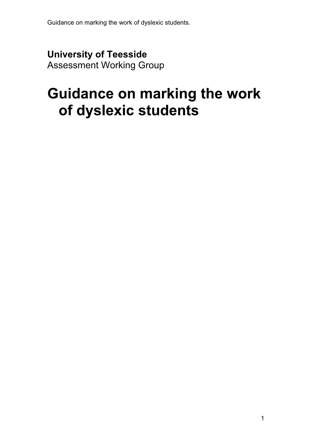 Guidelines for Marking a Dyslexic Student S Work