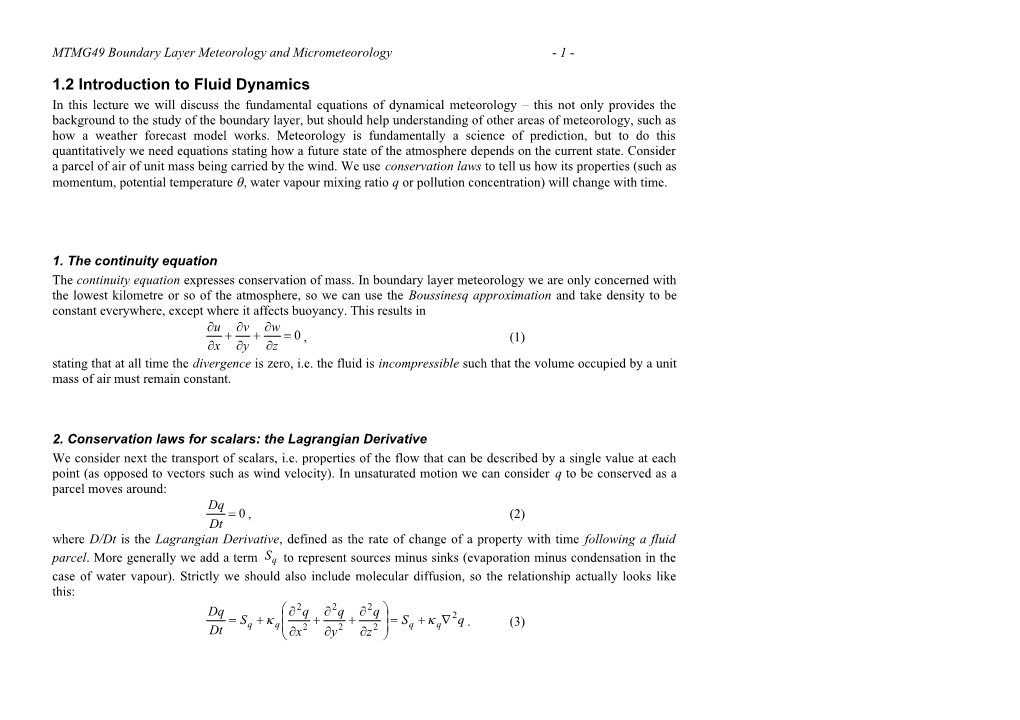 MTMG49 Boundary Layer Meteorology and Micrometeorology- 1