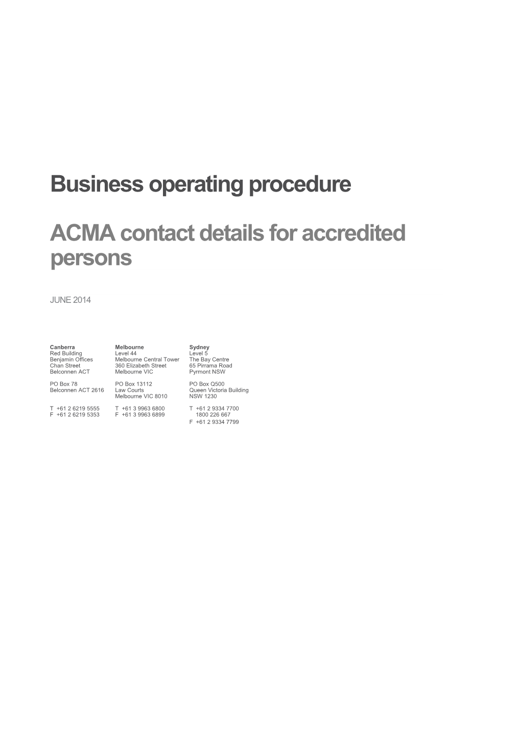 ACMA Contact Directory for Accredited Persons