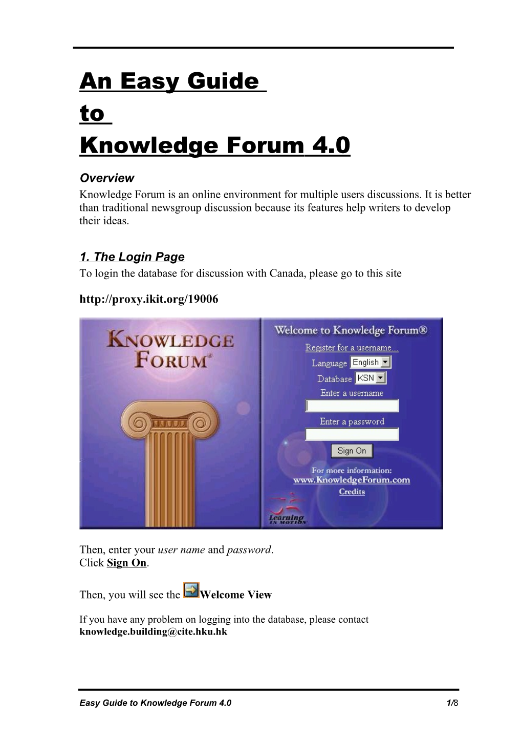 An Easy Guide to Knowledge Forum