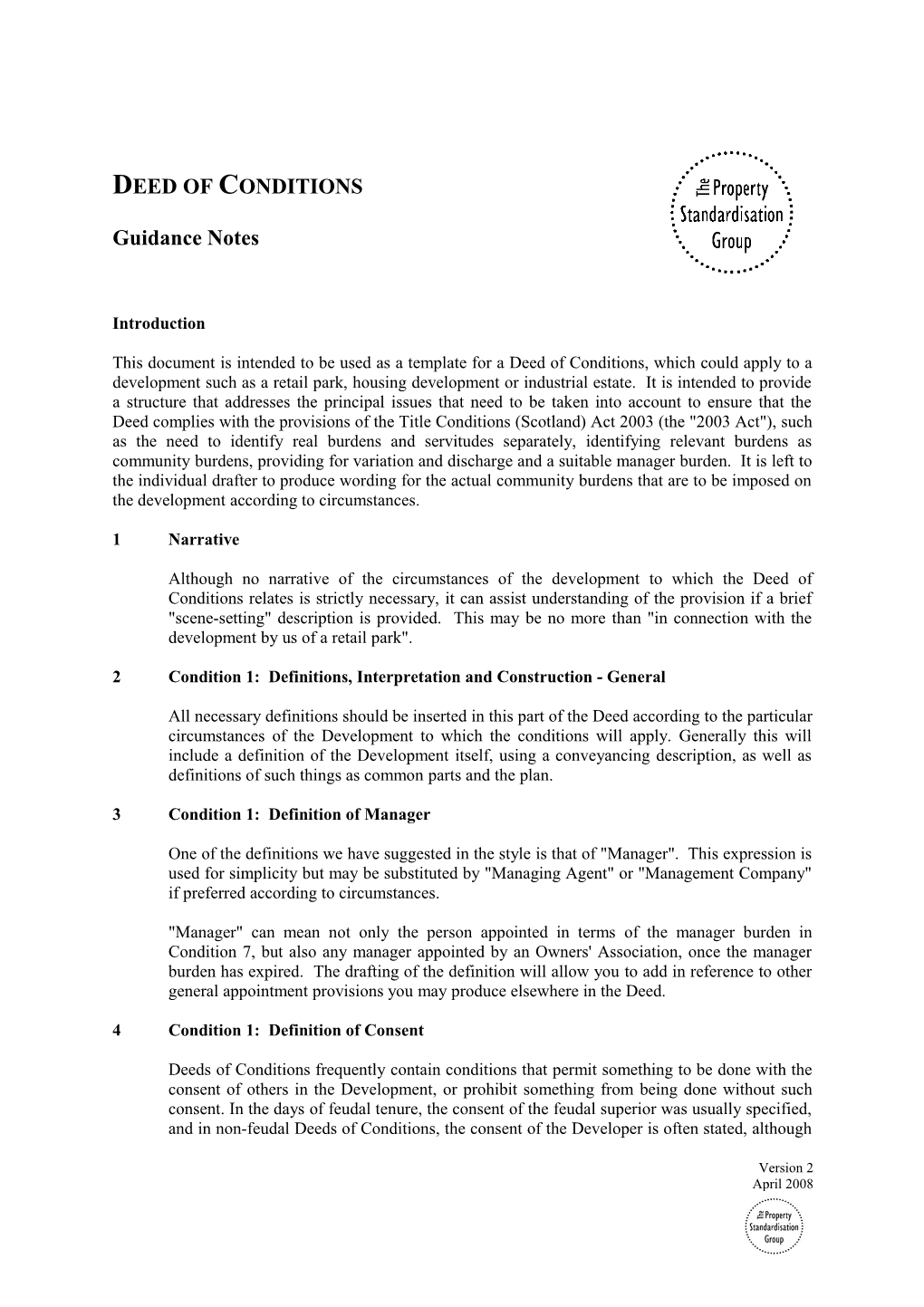 2Condition 1: Definitions, Interpretation and Construction - General