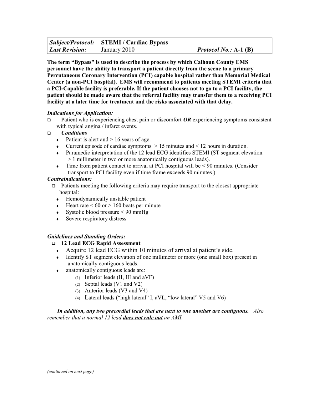 Subject/Protocol:STEMI / Cardiac Bypass