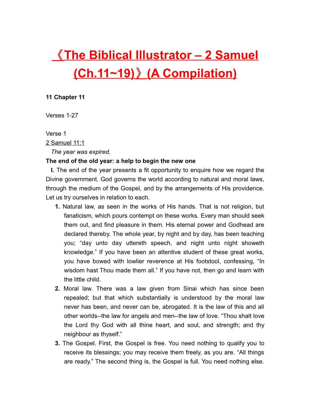 The Biblical Illustrator 2 Samuel (Ch.11 19) (A Compilation)