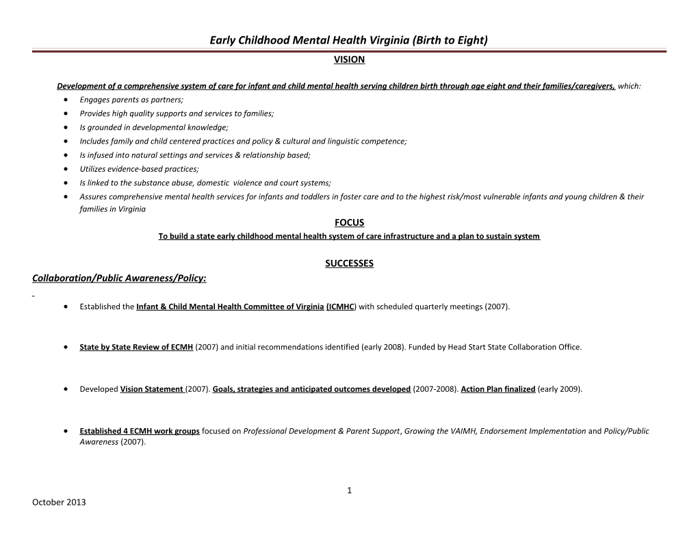 Early Childhood Mental Health Virginia (Birth to Eight)