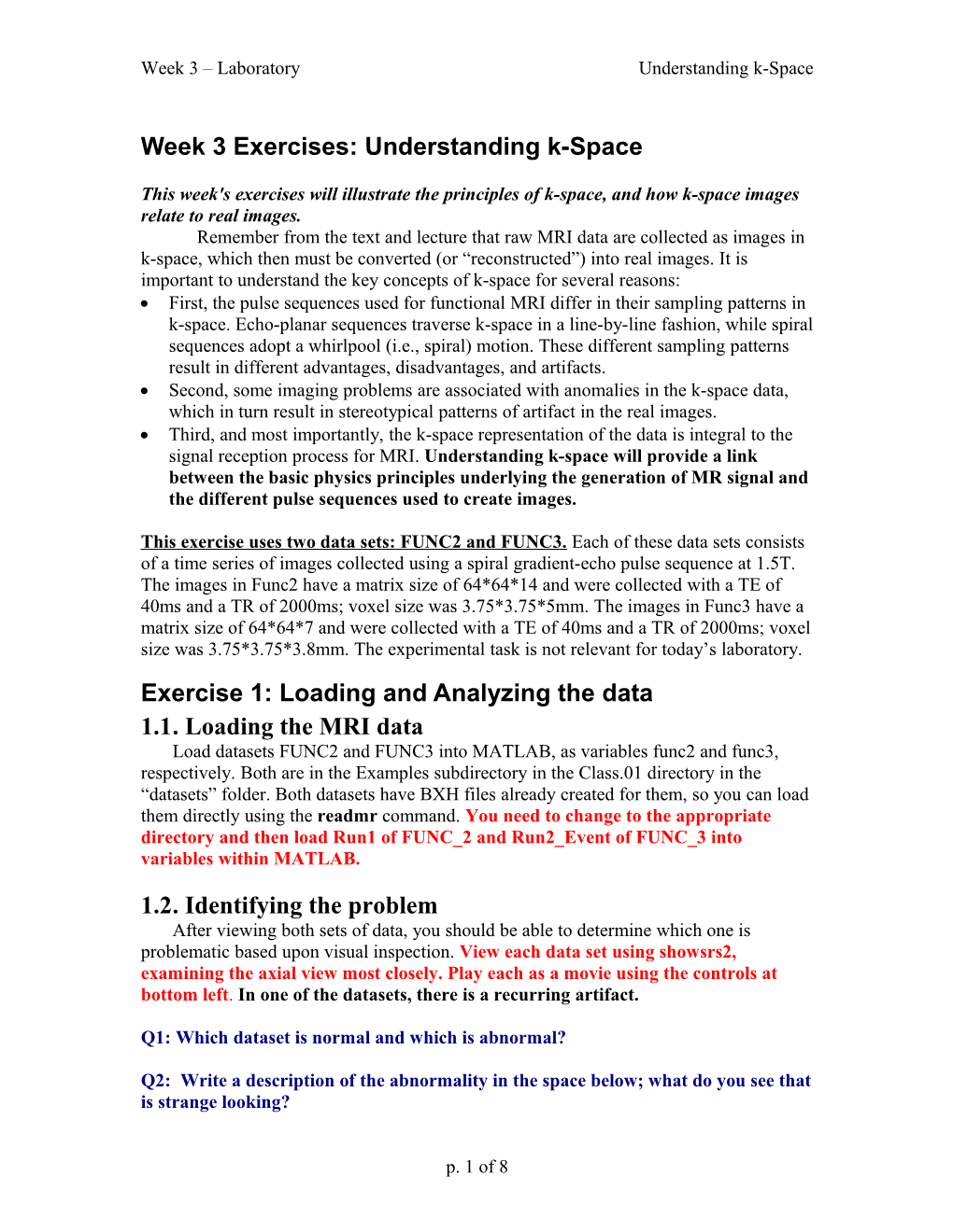 Week 3 Exercises: Understanding K-Space