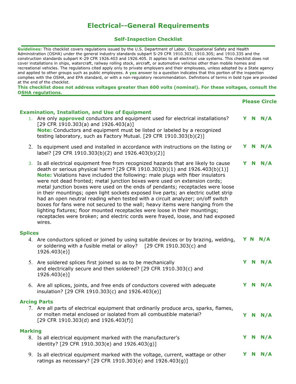 Electrical General Requirements