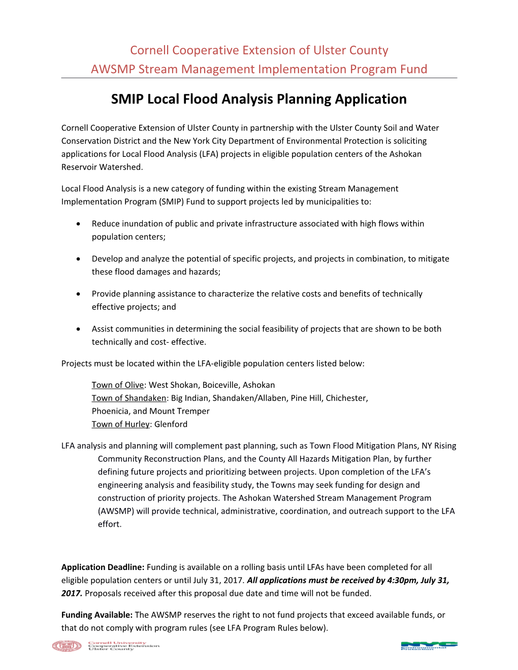 SMIP Local Flood Analysis Planning Application