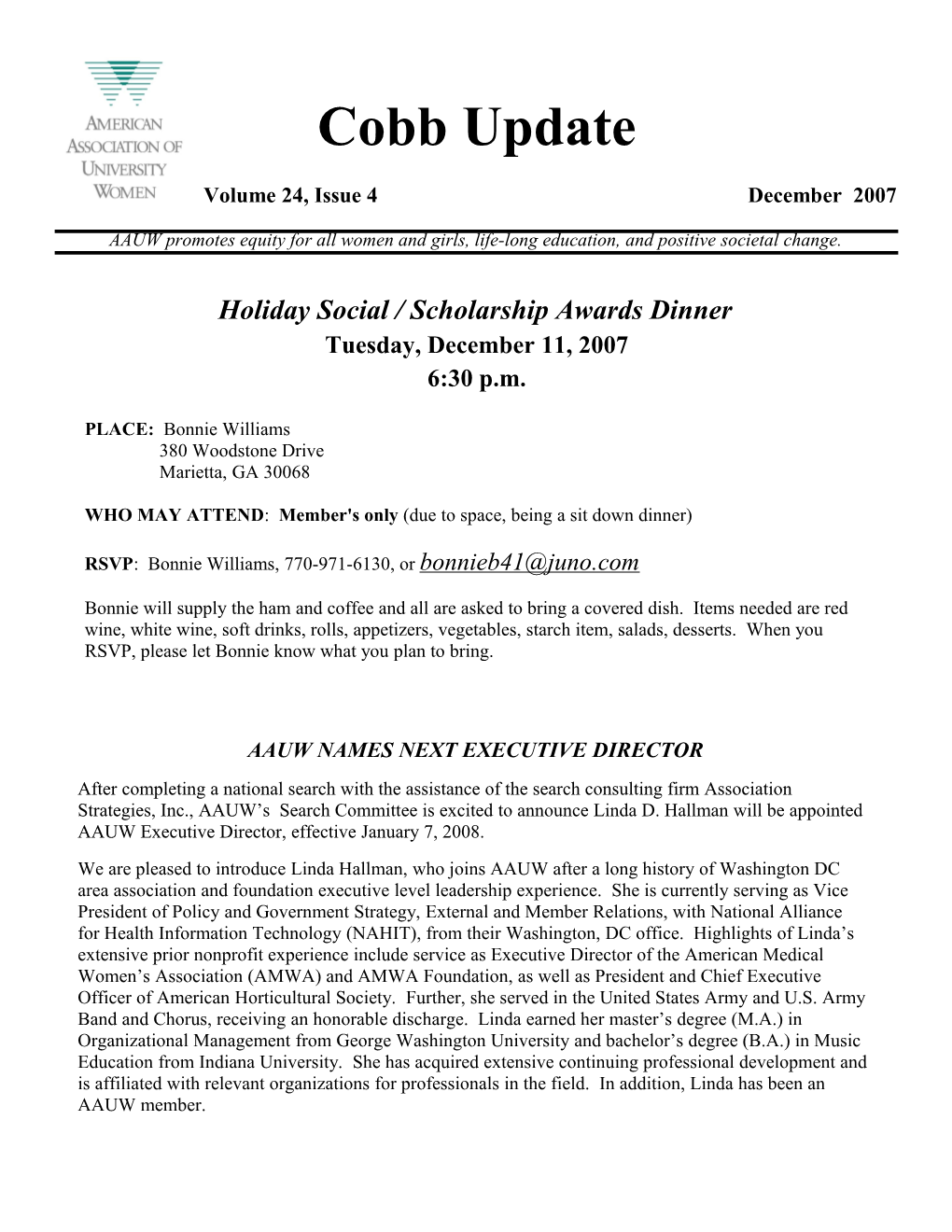 Holiday Social / Scholarship Awards Dinner