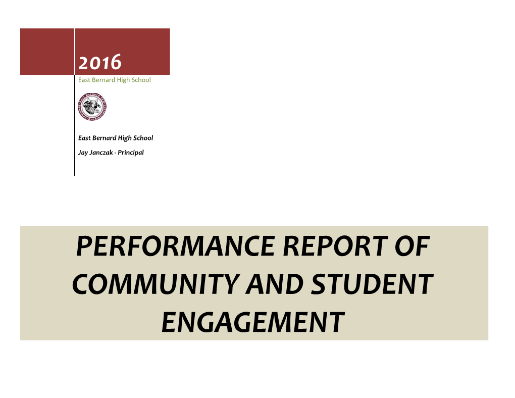 Performance Report of Community and Student Engagement