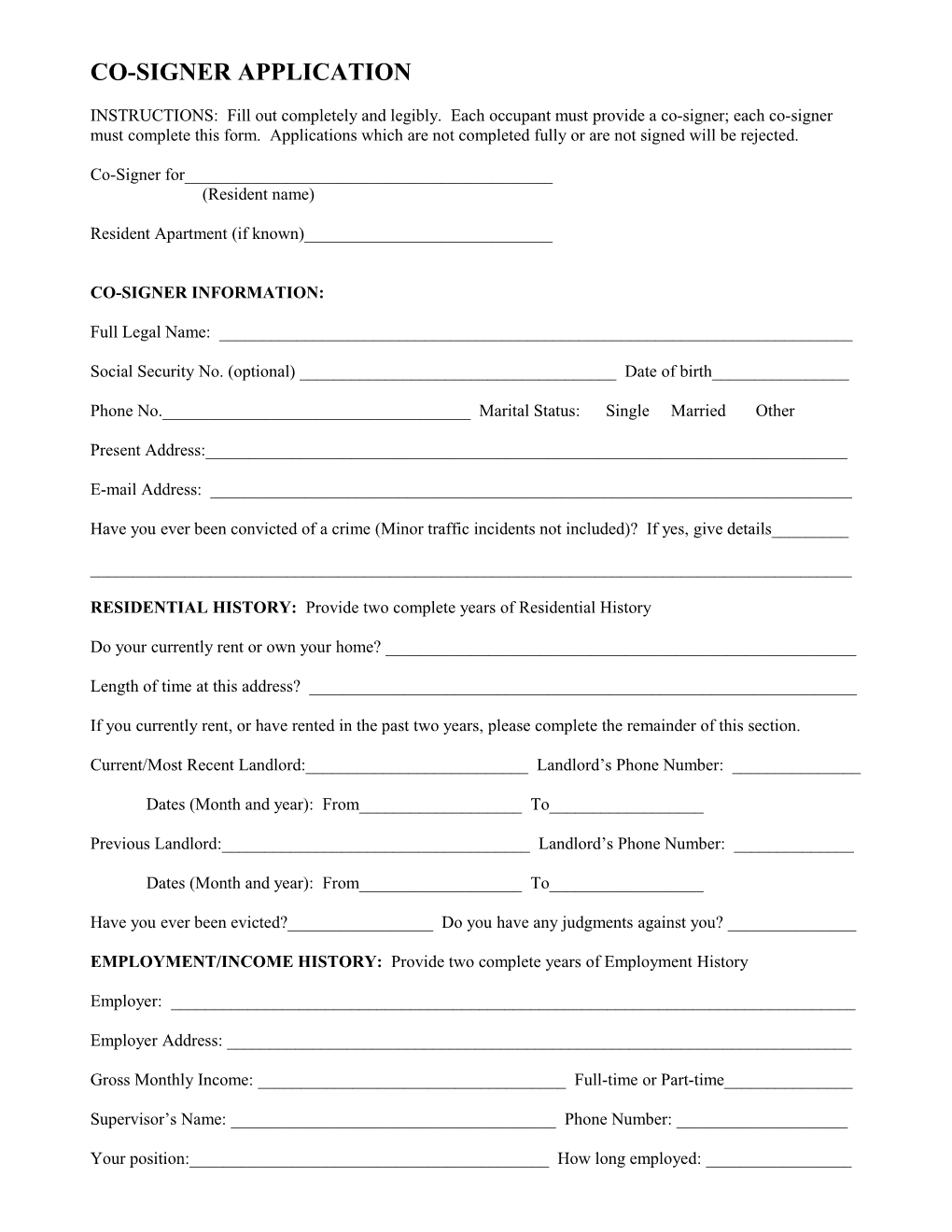 Co-Signer Application