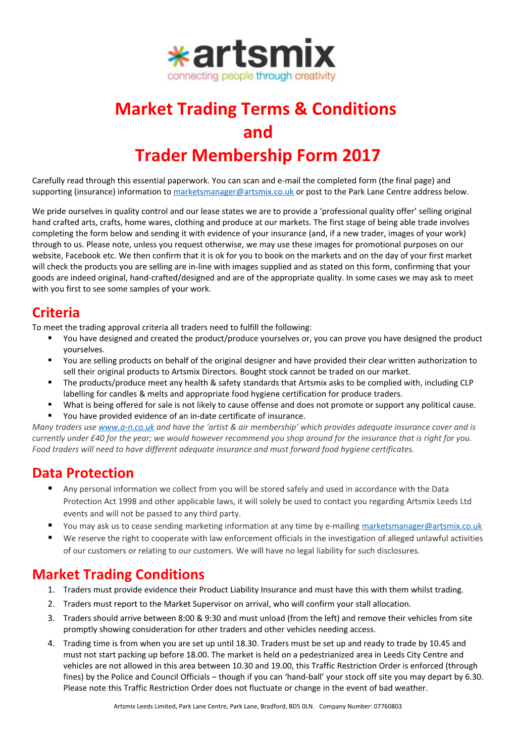 Market Trading Terms & Conditions