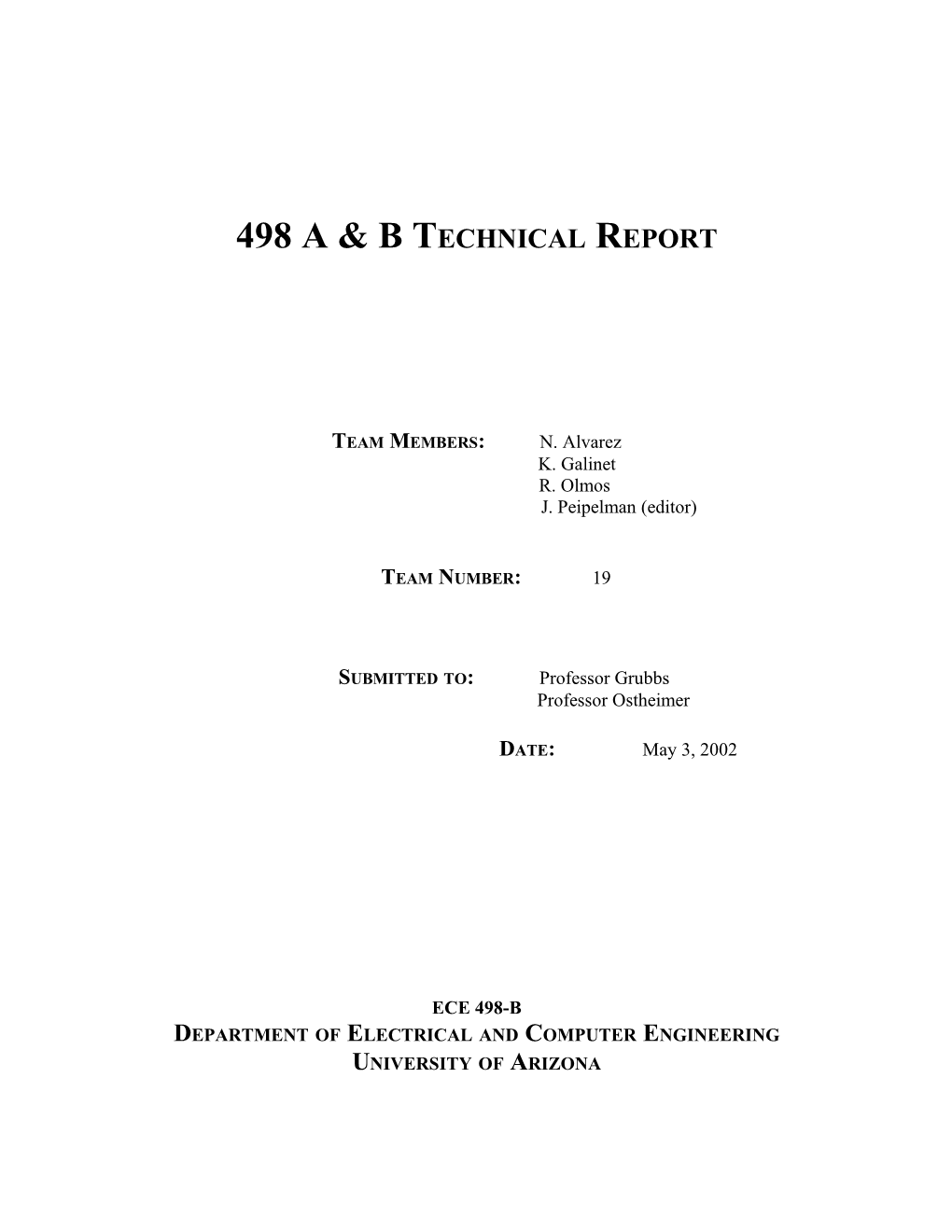 498 a & B Technical Report
