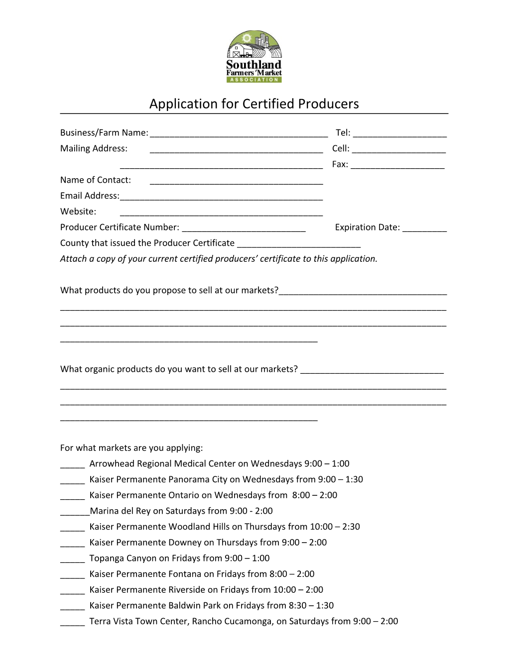 Application for Certified Producers