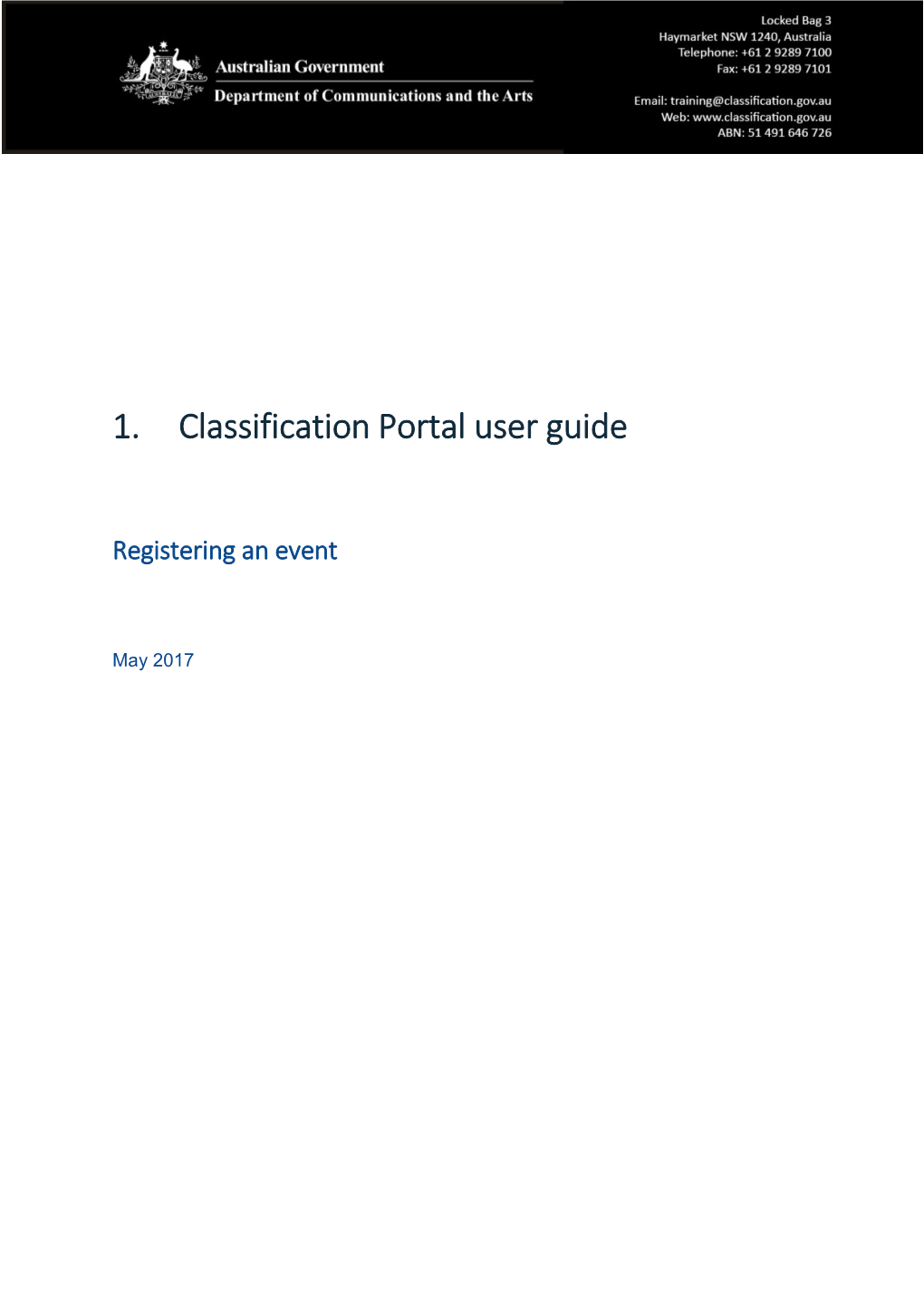 Classification Portal User Guide Registering an Event