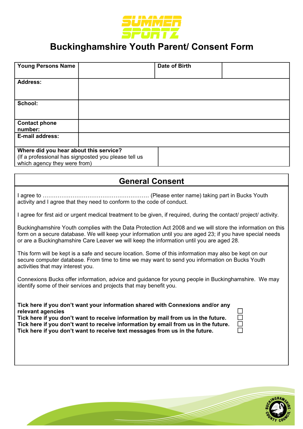 Buckinghamshire Youth Parent/ Consent Form