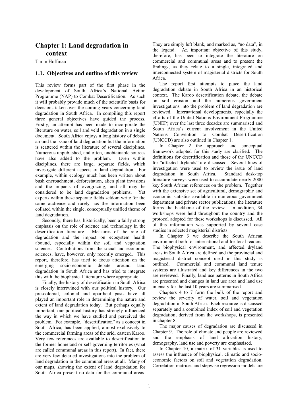 Chapter 1: Land Degradation in Context