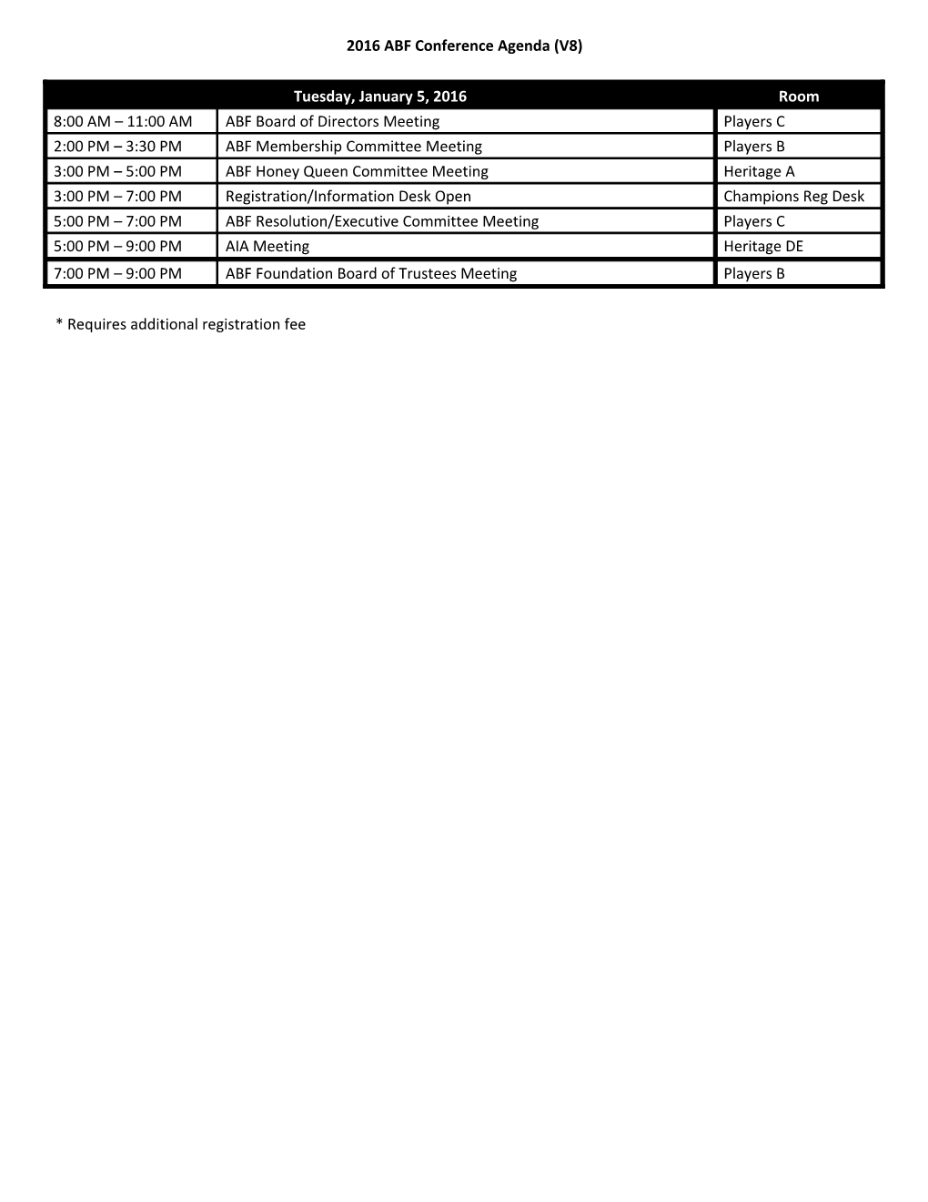 Program Slots 2009 Convention