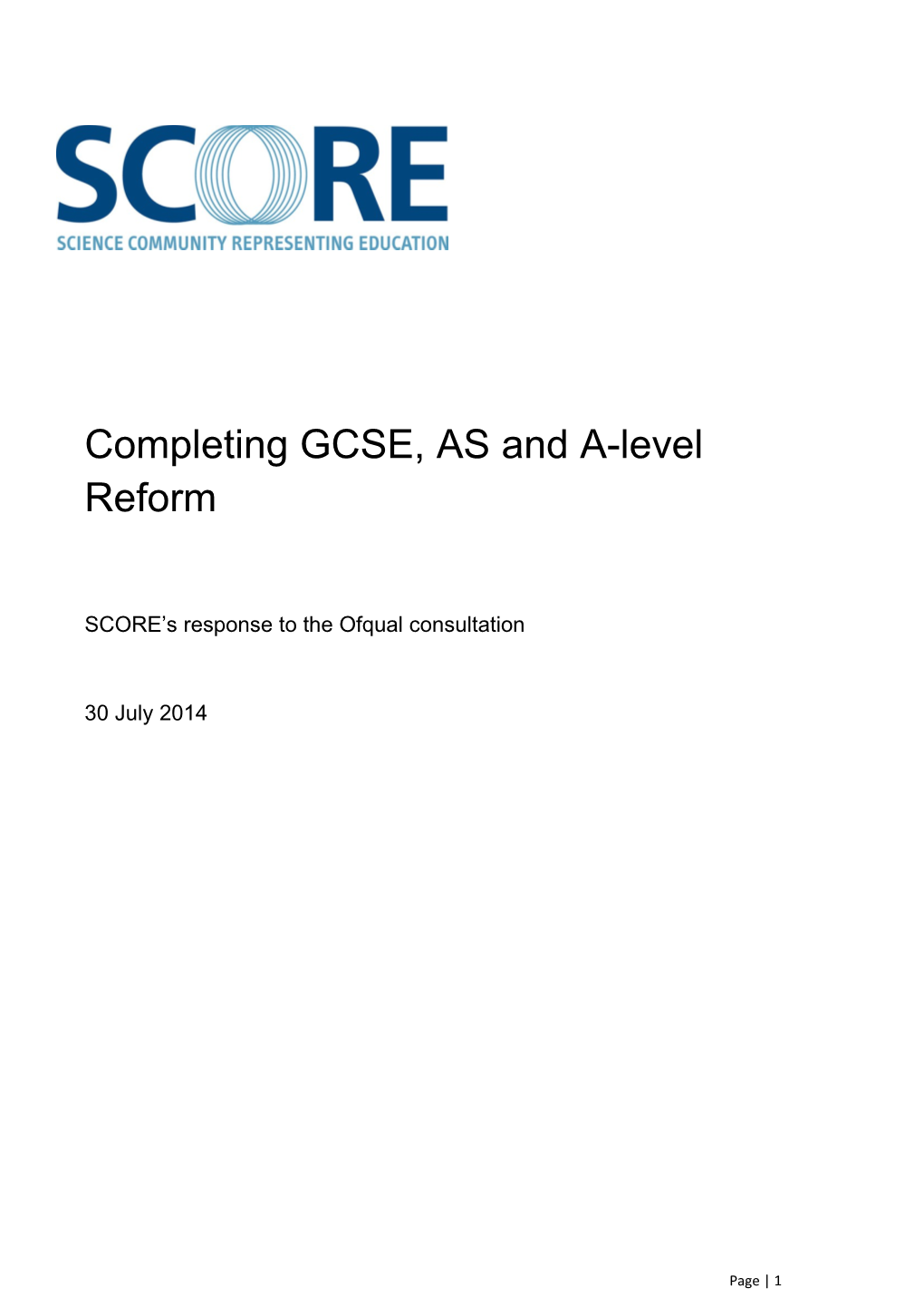 Completing GCSE, AS and A-Level Reform