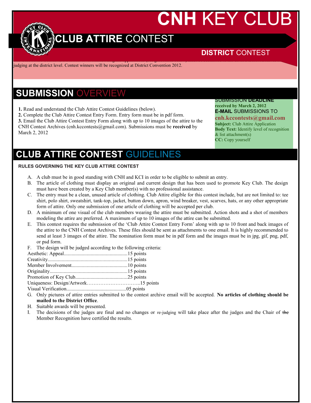 1. Read and Understand the Club Attire Contest Guidelines (Below)