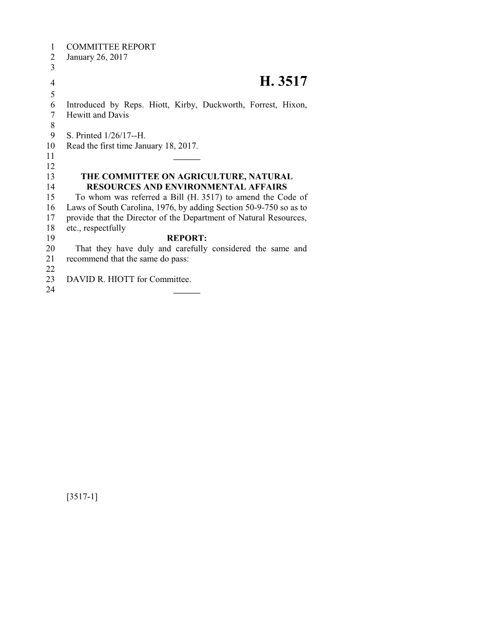 2017-2018 Bill 3517 Text of Previous Version (Jan. 26, 2017) - South Carolina Legislature Online