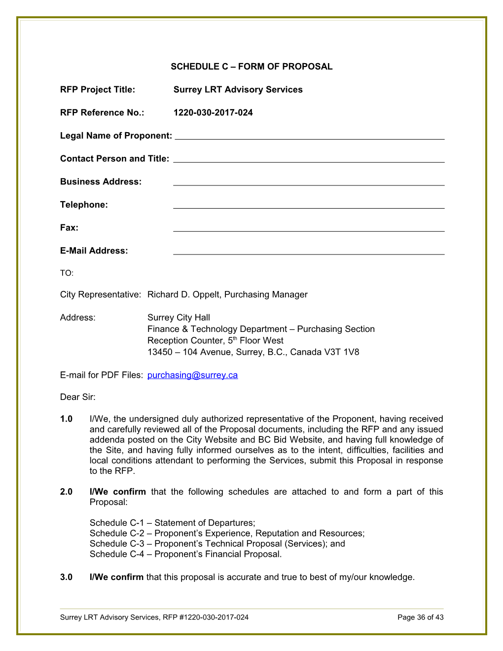 RFP Project Title:Surrey LRT Advisory Services