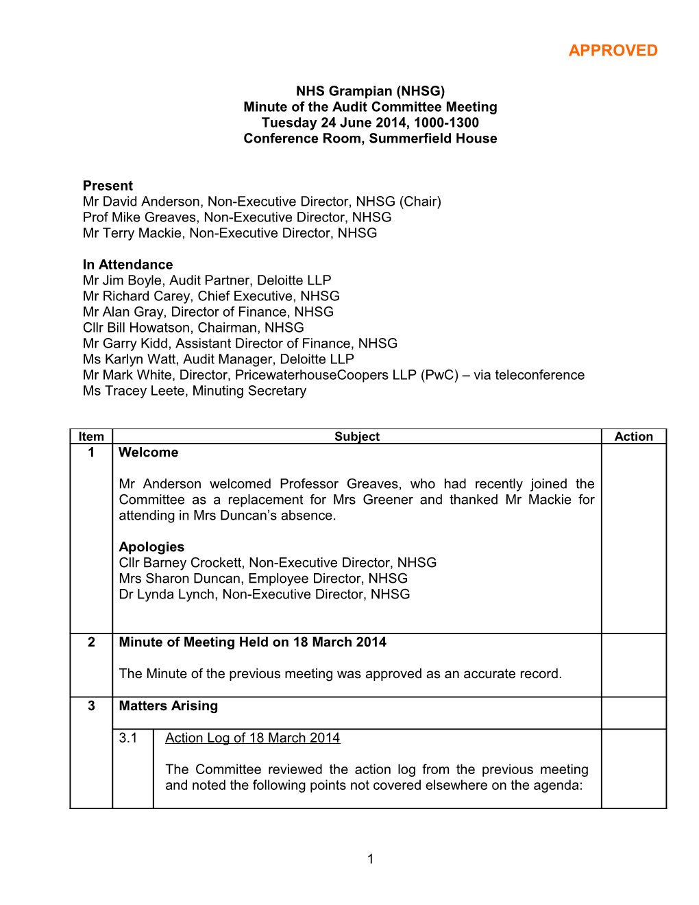 Item 14.1 for 5 Dec 14 Audit Cttee 24 June