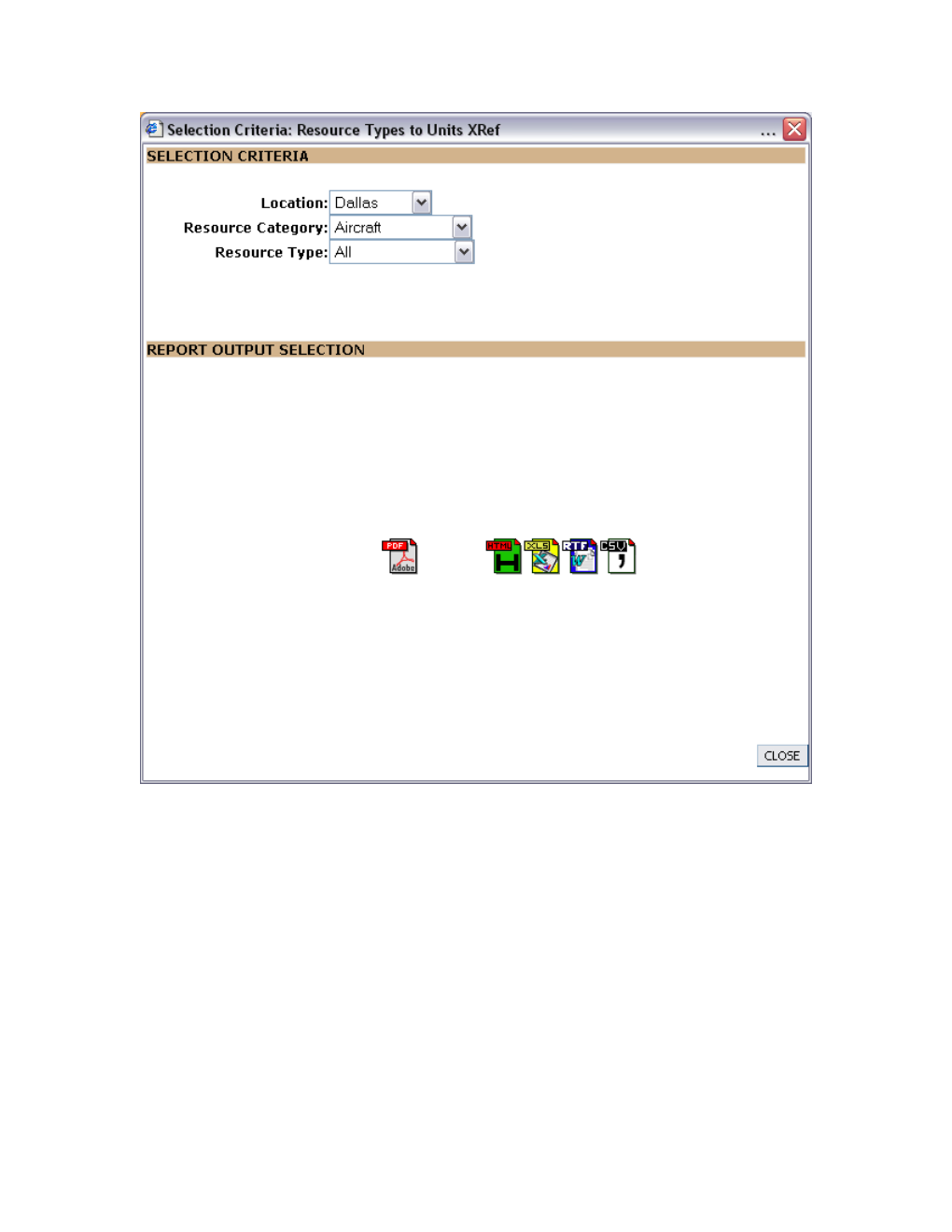 Resource Type to Units Xref