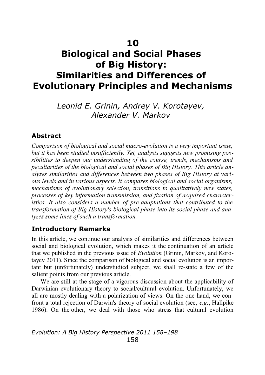 Biological and Social Phases of Big History