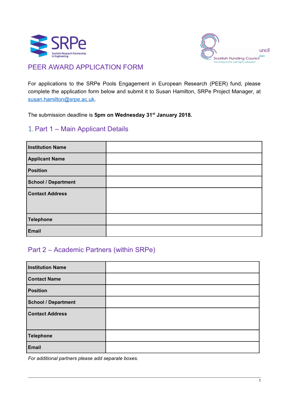 Peer Award Application Form