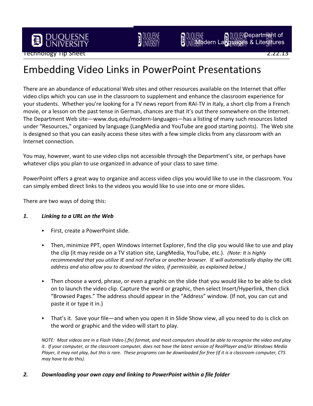 Embedding Video Links in Powerpoint Presentations