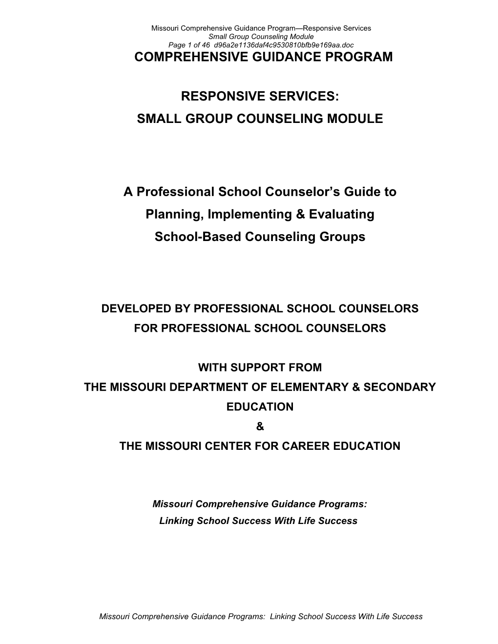 Missouri Comprehensive Guidance Program Responsive Services