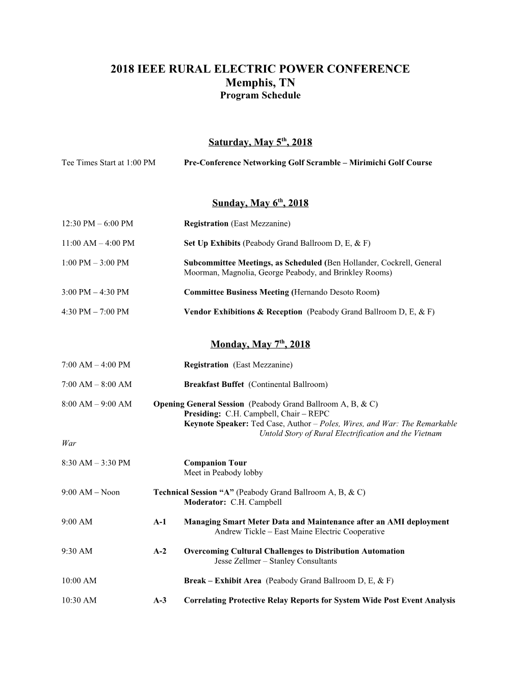 2018 Ieee Rural Electric Power Conference