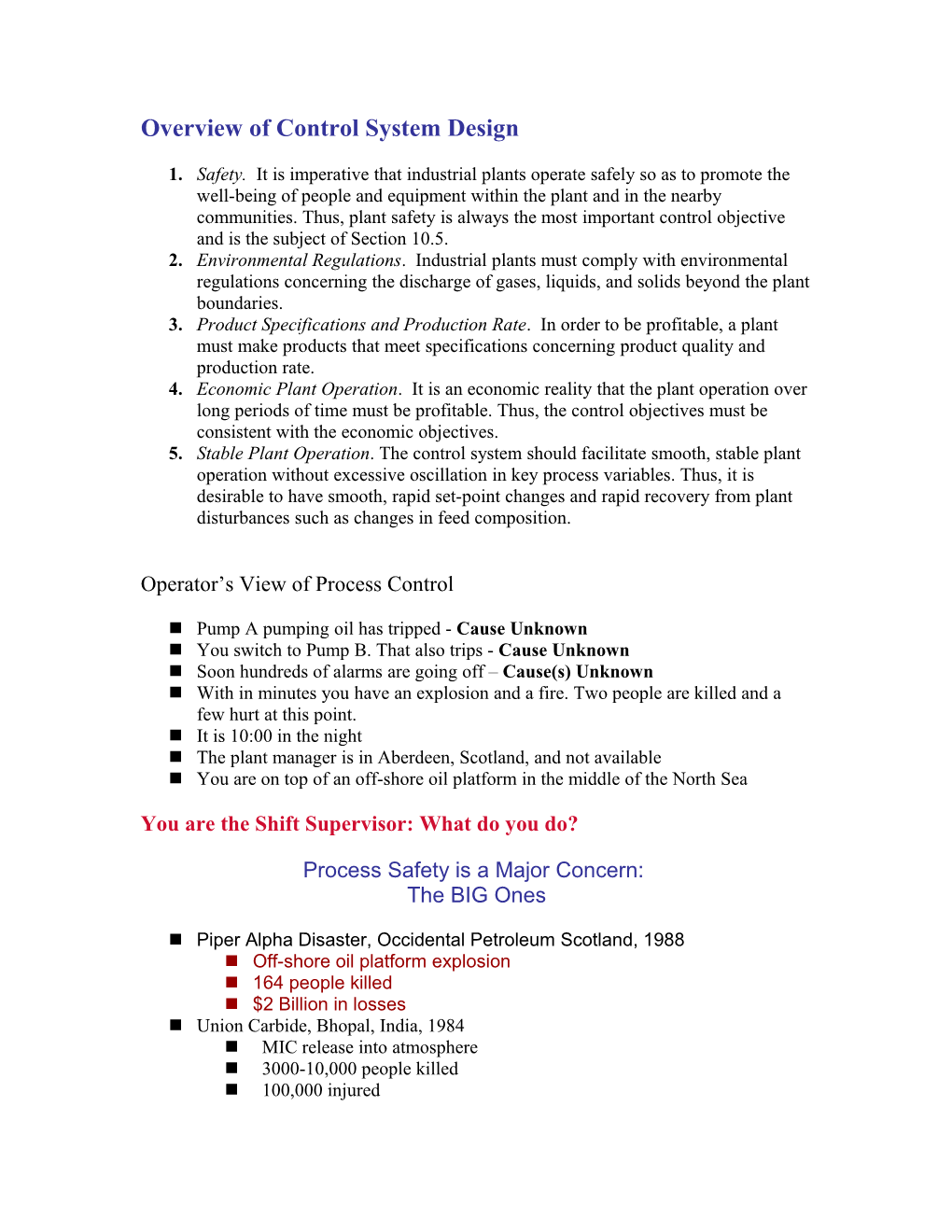 Overview of Control System Design