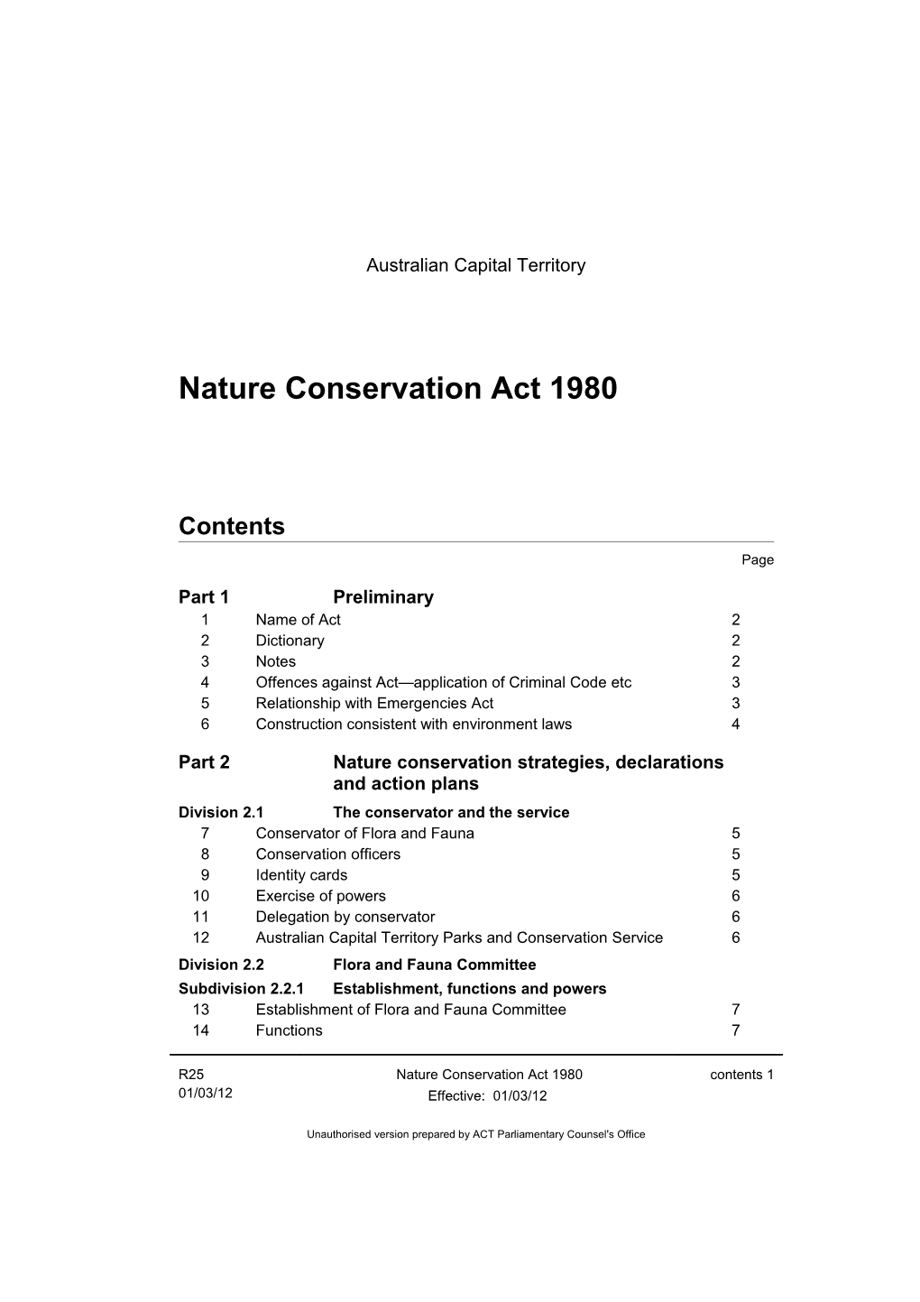 Nature Conservation Act 1980