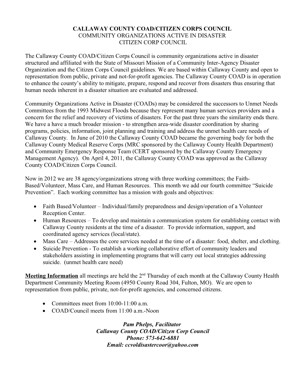Callaway County Coad/Citizen Corps Council