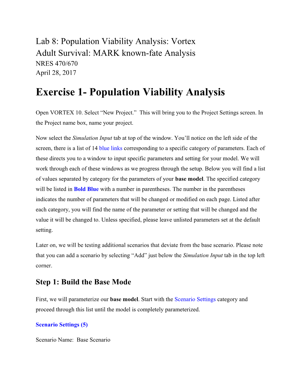 Lab 8: Population Viability Analysis: Vortex